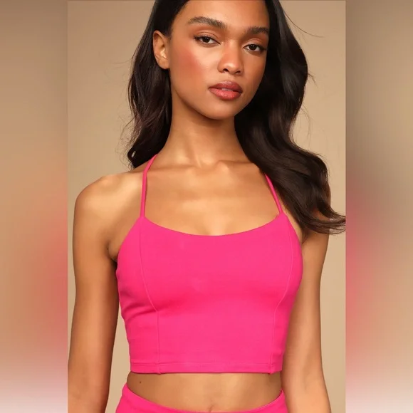 Lulu’s Catch My Eye Hot Pink Two-Piece Lace-Up Mini Dress, Size M - Picture 4 of 12